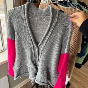 Gray and Pink Women's Sweater